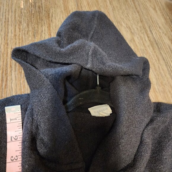 Halogen Hooded Wool blend Cardigan Sweater Black Large Some pilling - Picture 6 of 12